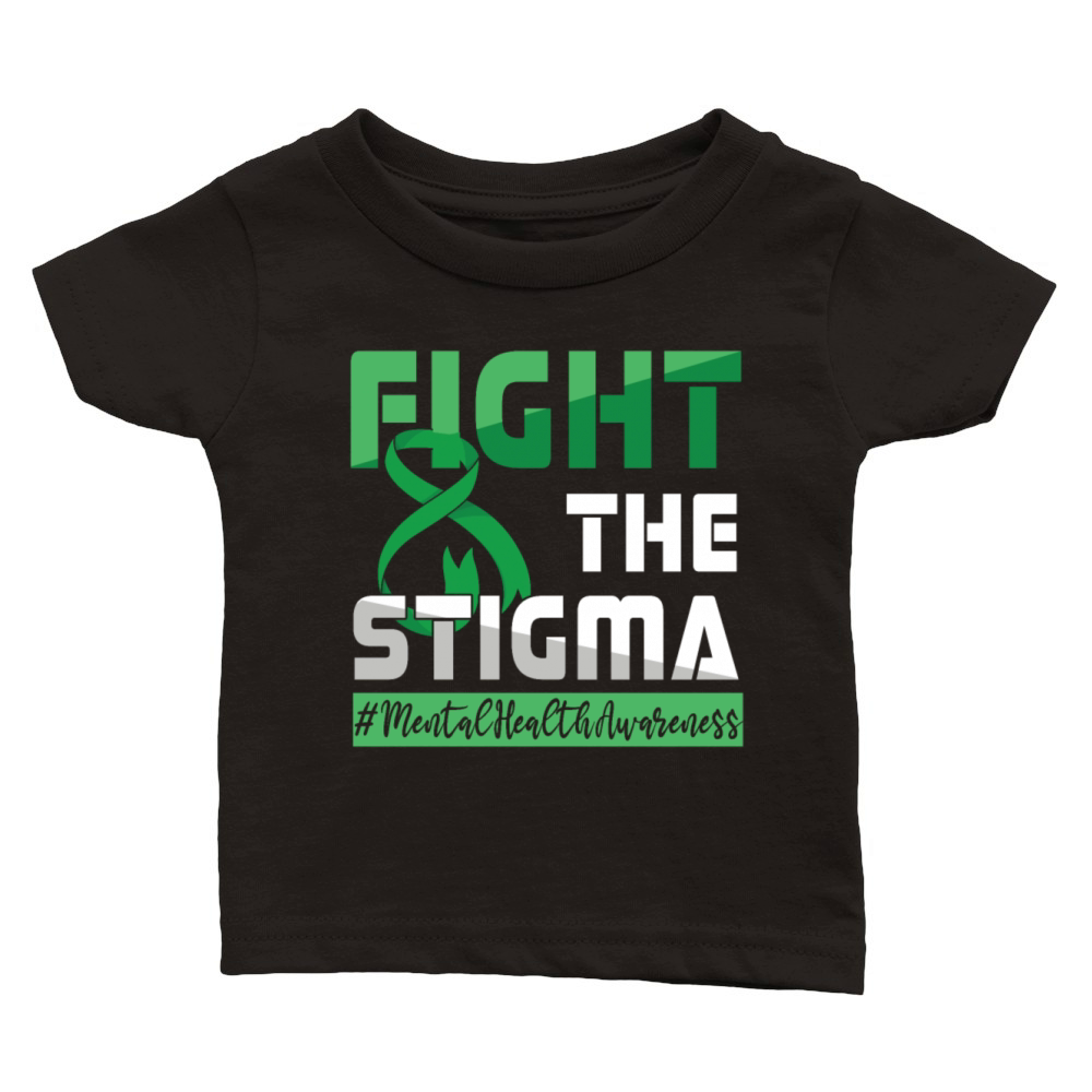 Fight Stigma Green Mental Health Awareness Month Classic Baby Crewneck T-shirt