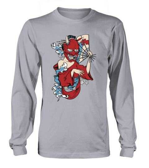 Maiko Geisha girl ONI mask japanese aesthetic Long sleeved Unisex