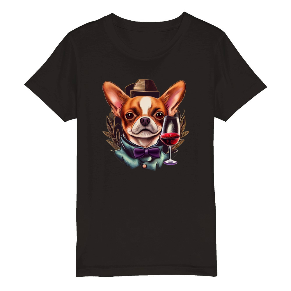 Chihuahua - France French Wine Cute Dog Souvenir Organic Kids Crewneck T-shirt