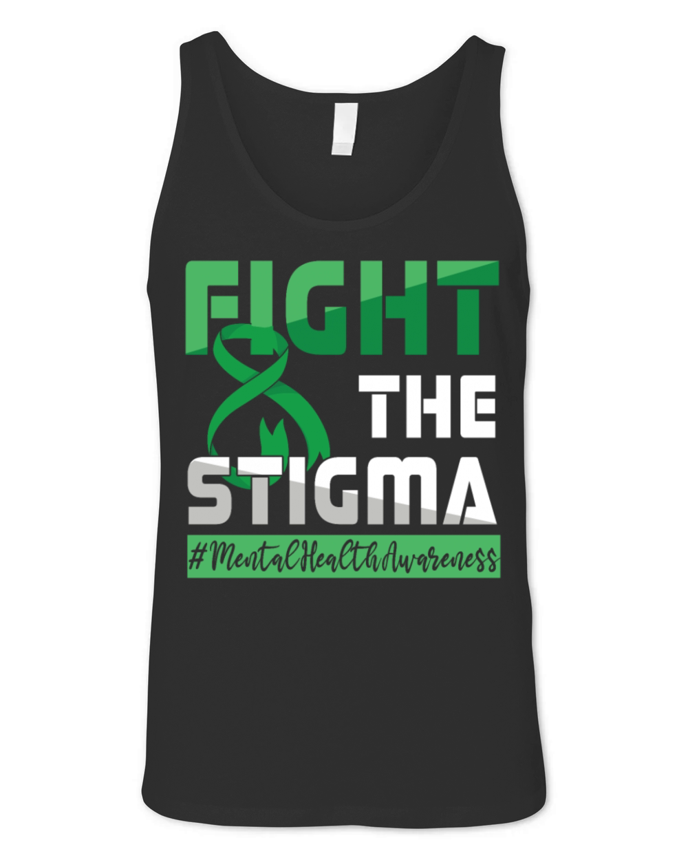 Fight Stigma Green Mental Health Awareness Month Unisex Jersey Tank