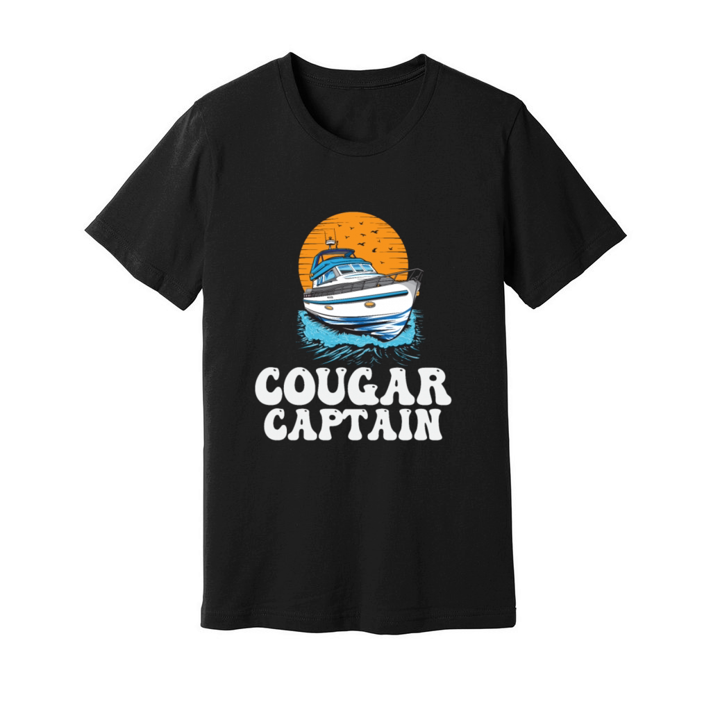 Cougar Captain Funny Boat Owner Lake Life Pontoon Unisex Jersey Tee