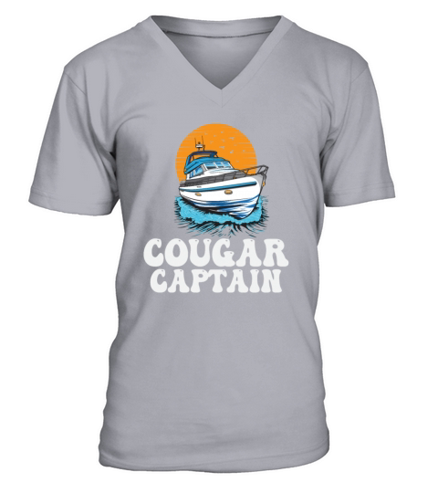Cougar Captain Funny Boat Owner Lake Life Pontoon V-Neck T-shirt