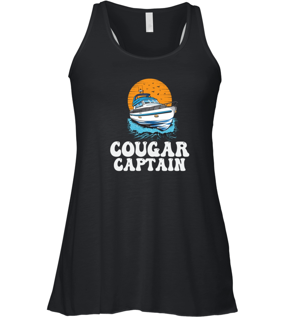 Cougar Captain Funny Boat Owner Lake Life Pontoon Women's Flowy Tank Top