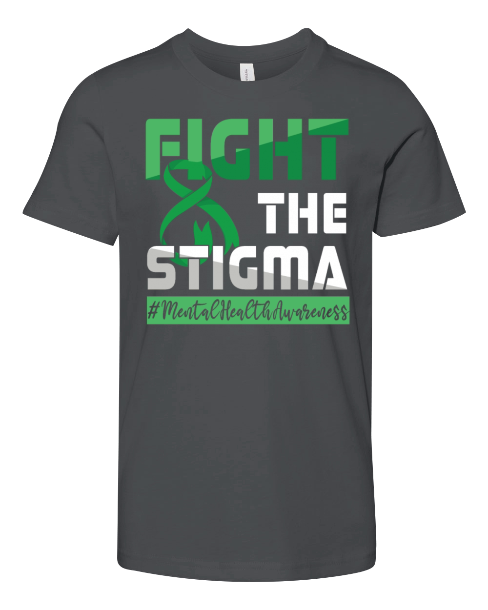 Fight Stigma Green Mental Health Awareness Month Youth Unisex Jersey Tee