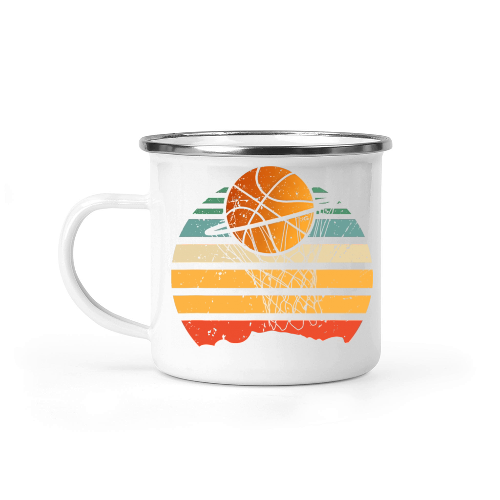 Ball On Basket Basketball Vintage Sport Player Camping Mug