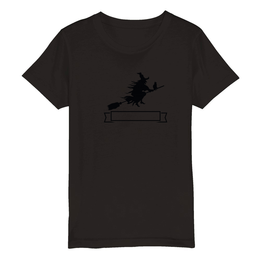 HALLOWEEN BADGE WITCH Organic Kids Crewneck T-shirt