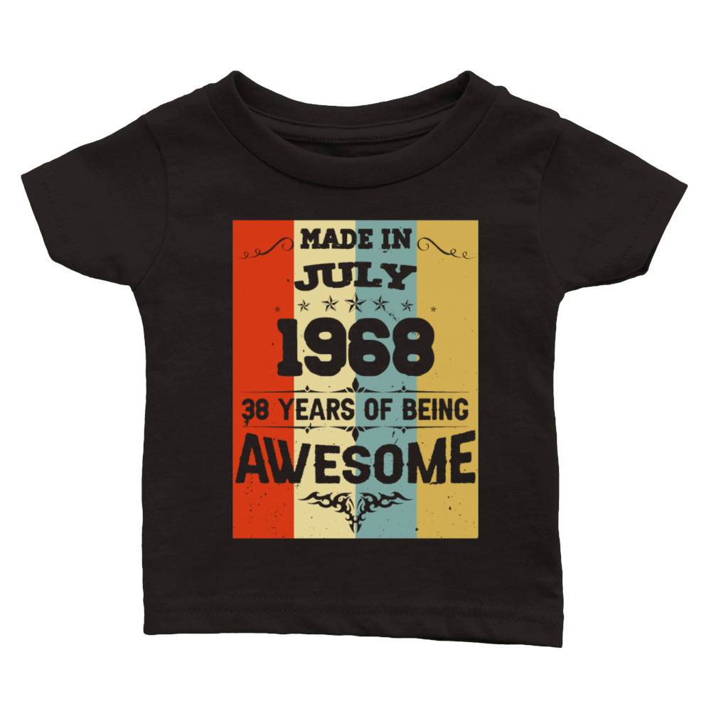 July 1968 Vintage Birthday Present Classic Baby Crewneck T-shirt