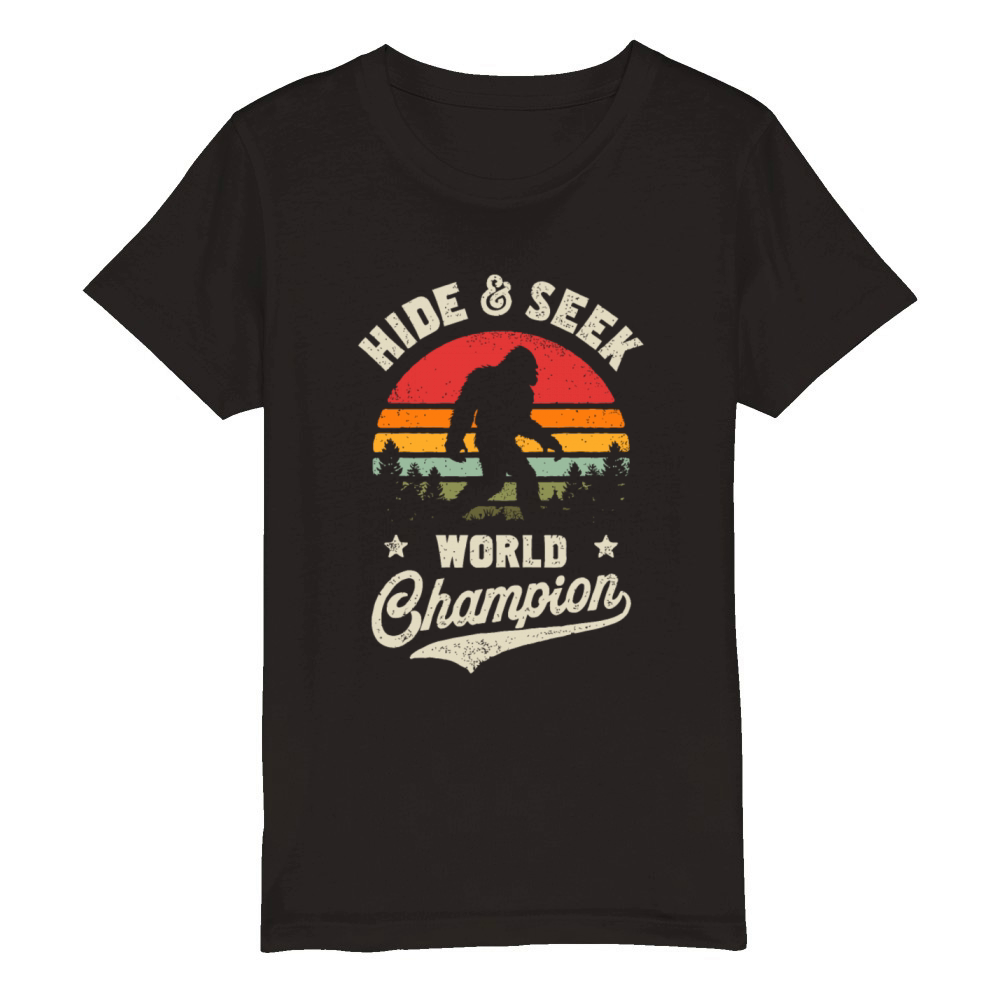 Bigfoot Hide And Seek World Champion Sasquatch Ret Organic Kids Crewneck T-shirt