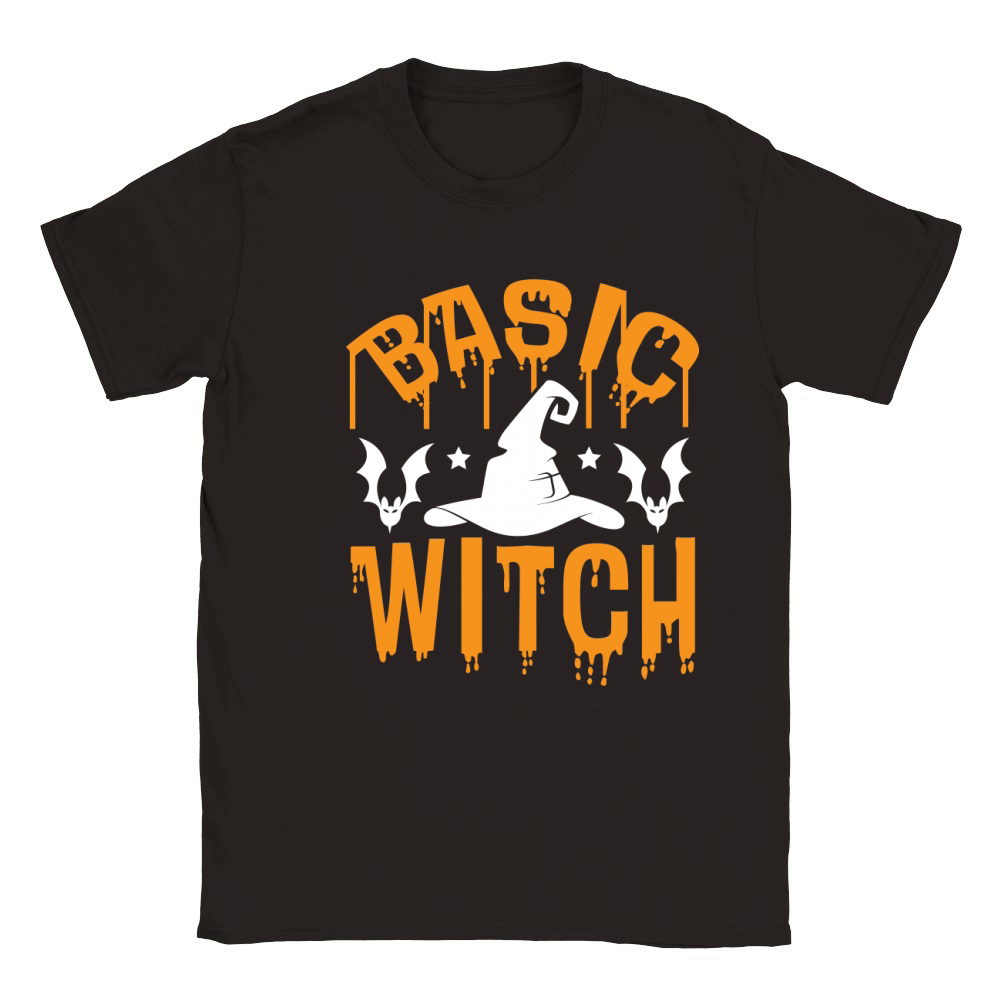Basic Witch Halloween Bleached Shirt Classic Kids Crewneck T-shirt