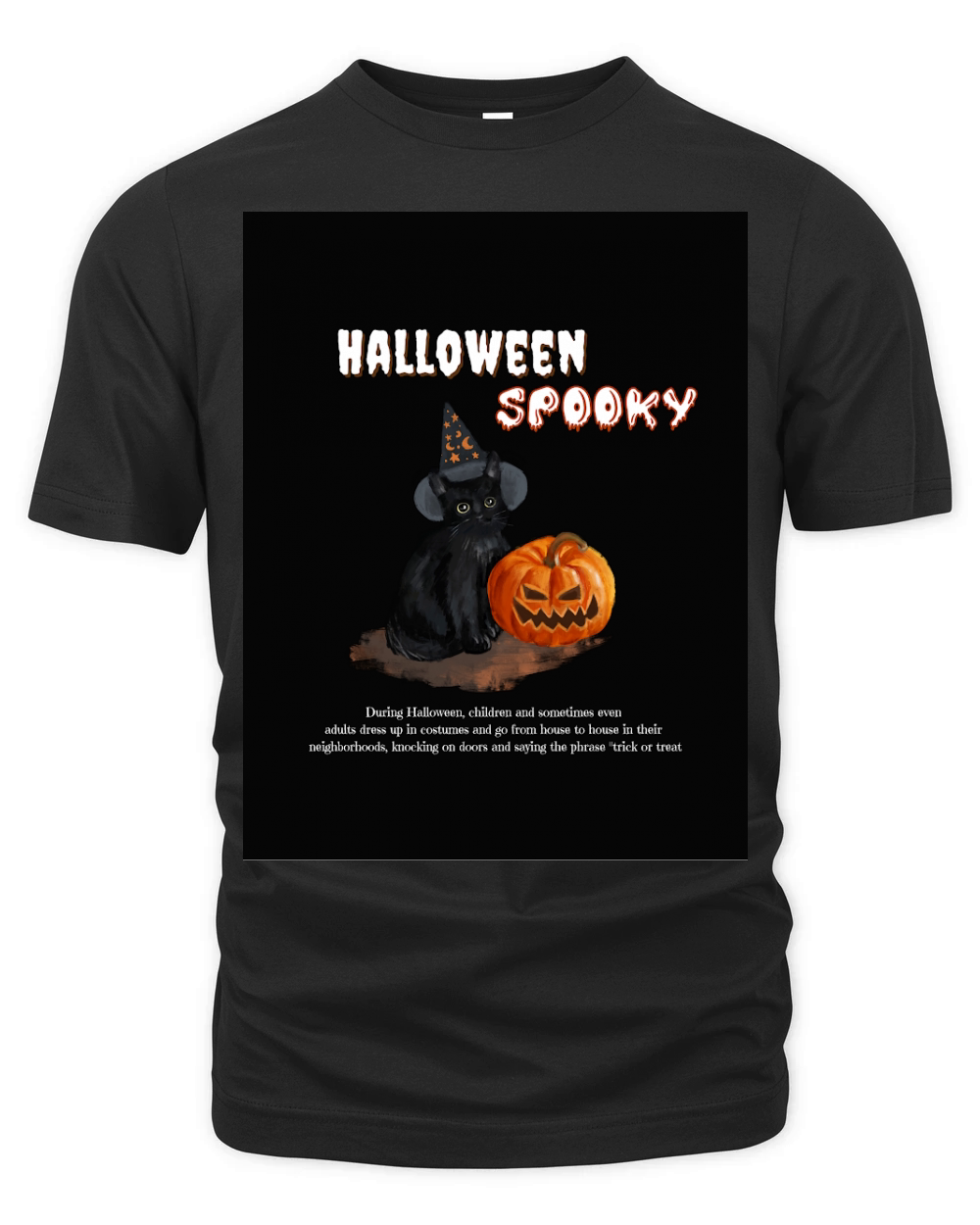 Black and White Illustrated Halloween Organic Unisex T-shirt
