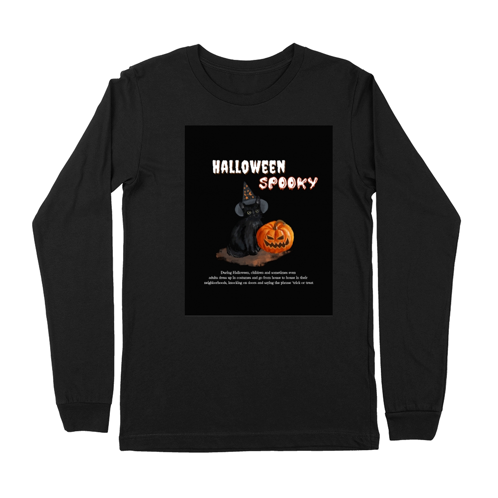Black and White Illustrated Halloween Premium Long Sleeve