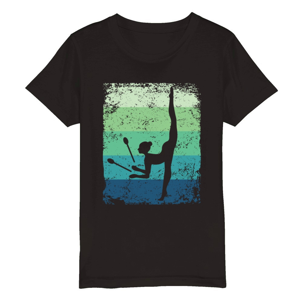 Gymnast Clubs Retro Rhythmic Gymnastics Organic Kids Crewneck T-shirt