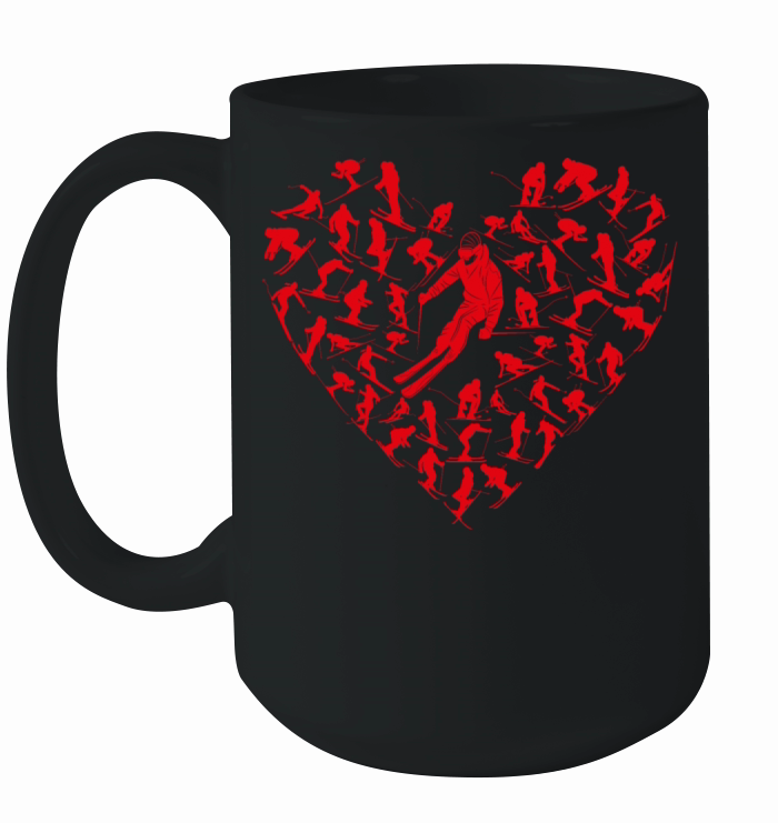 Heart Full Ski Winter Sport Lovers Valentine Gift Ceramic Mug