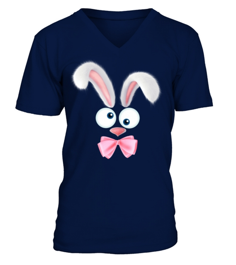 Easter Bunny Costume Face Easter Day Rabbit Ear V-Neck T-shirt