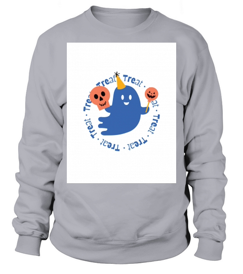 Blue and Peach Ghost Treat Cute Halloween Sweatshirt Unisex
