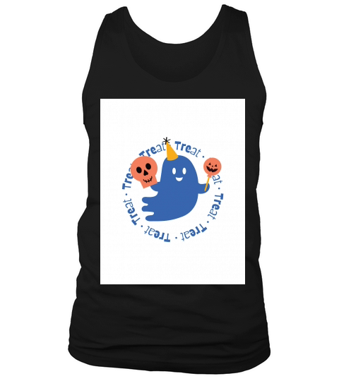 Blue and Peach Ghost Treat Cute Halloween Tank Top Unisex
