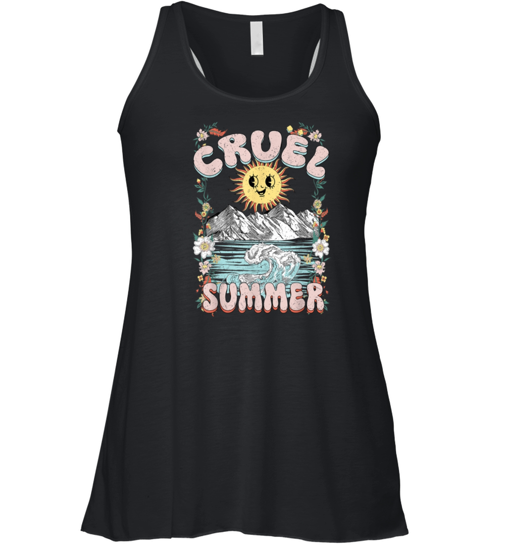 Cruel Vibes Summer Vintage Sunshine Ocean Wave Women's Flowy Tank Top