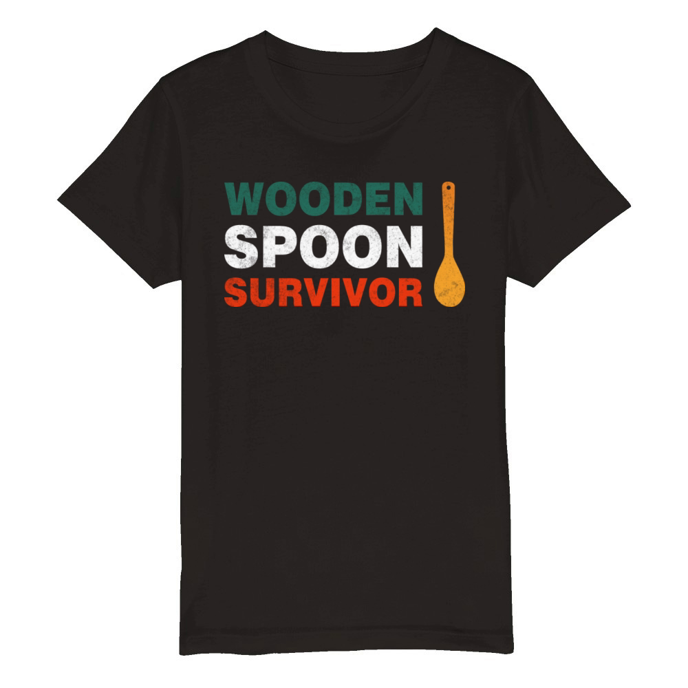 Wooden Spoon Survivor Funny Sayings Vintage Organic Kids Crewneck T-shirt