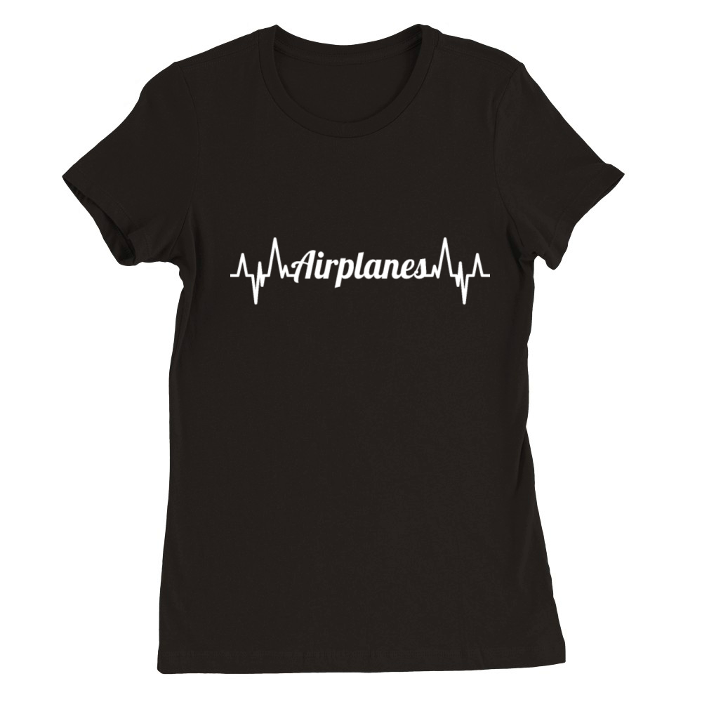 Airplanes ECG Heartbeat Premium Womens Crewneck T-shirt