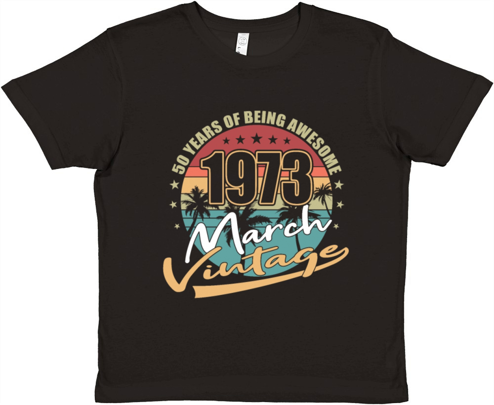 50th birthday march 1973 vintage 1973 Premium Kids Crewneck T-shirt