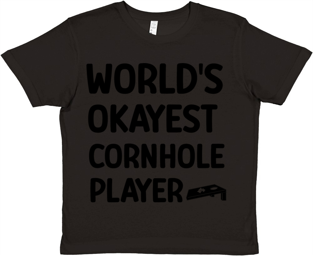 Funny Cornhole Worlds Okayest Cornhole Player Premium Kids Crewneck T-shirt