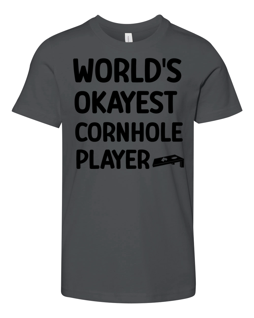 Funny Cornhole Worlds Okayest Cornhole Player Youth Unisex Jersey Tee