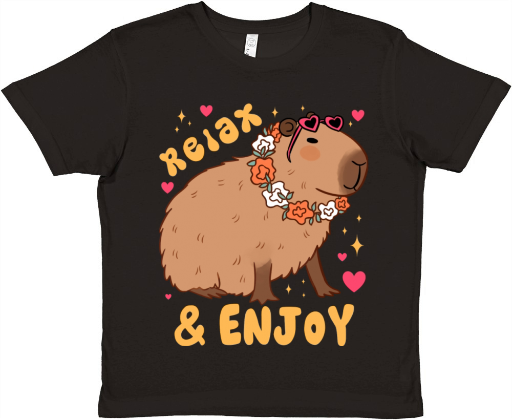 Relax And Enjoy Cute Capybara Ready For Summer Premium Kids Crewneck T-shirt