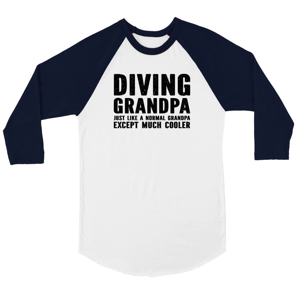 Diver Grandpa Underwater Diving Grandpa Unisex ¾ sleeve Raglan T-shirt
