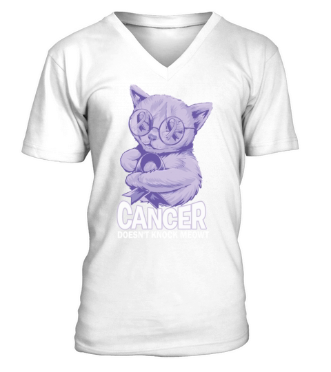 Cancer Doesnt Knock Esophageal Cancer V-Neck T-shirt