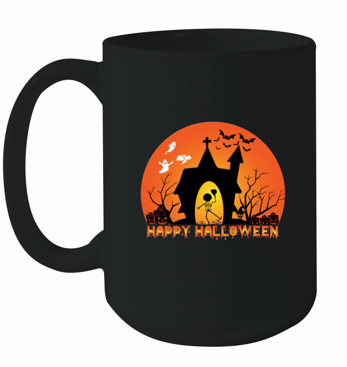 Happy Halloween Ghost Bat Skeleton Ceramic Mug