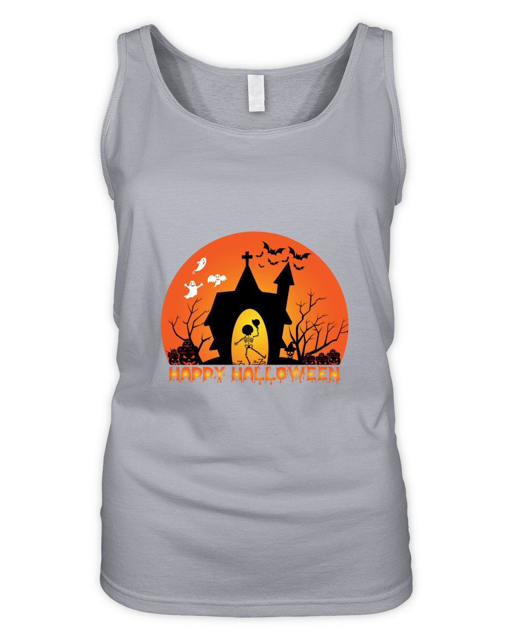 Happy Halloween Ghost Bat Skeleton Organic Women's Tank Top