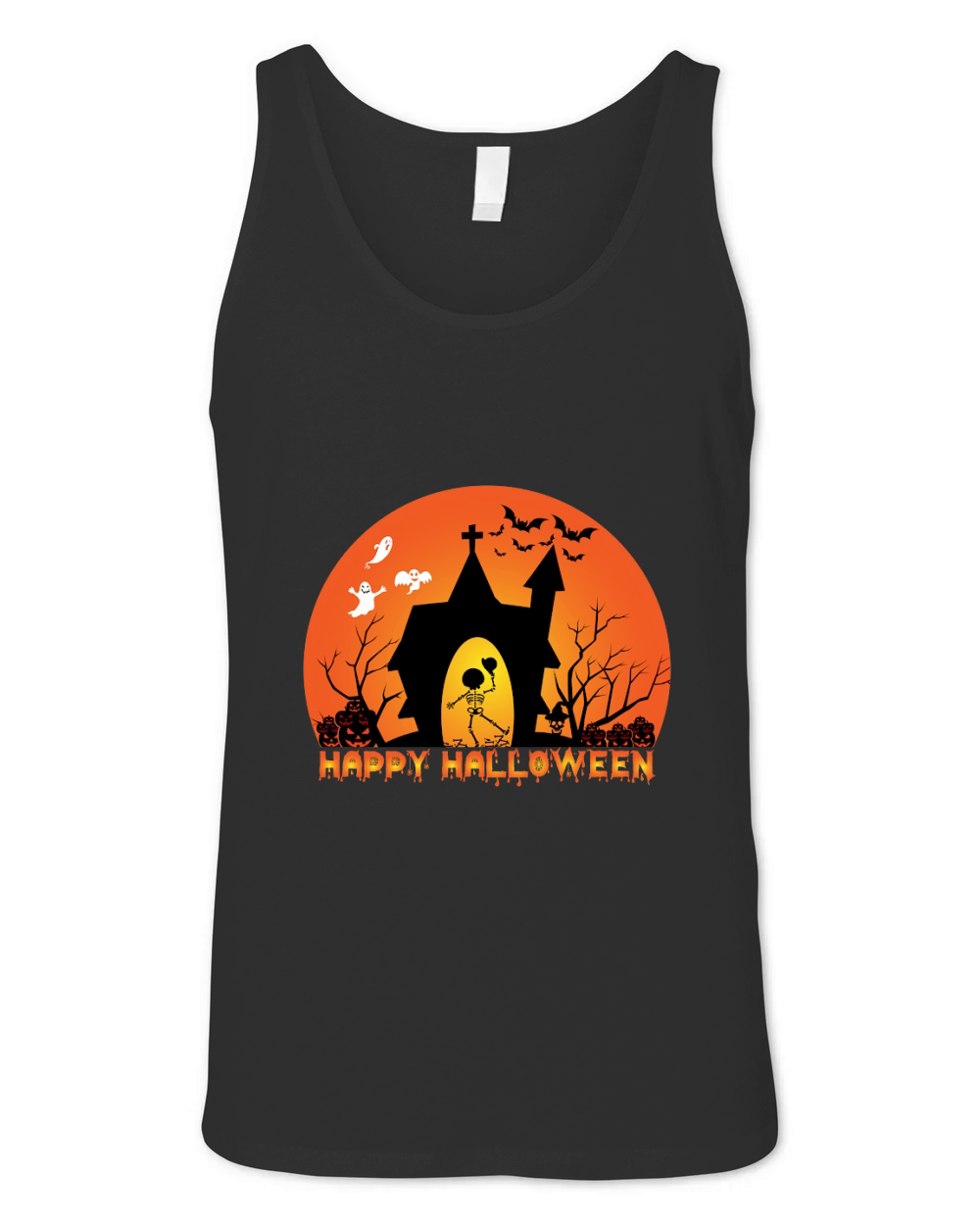 Happy Halloween Ghost Bat Skeleton Unisex Jersey Tank