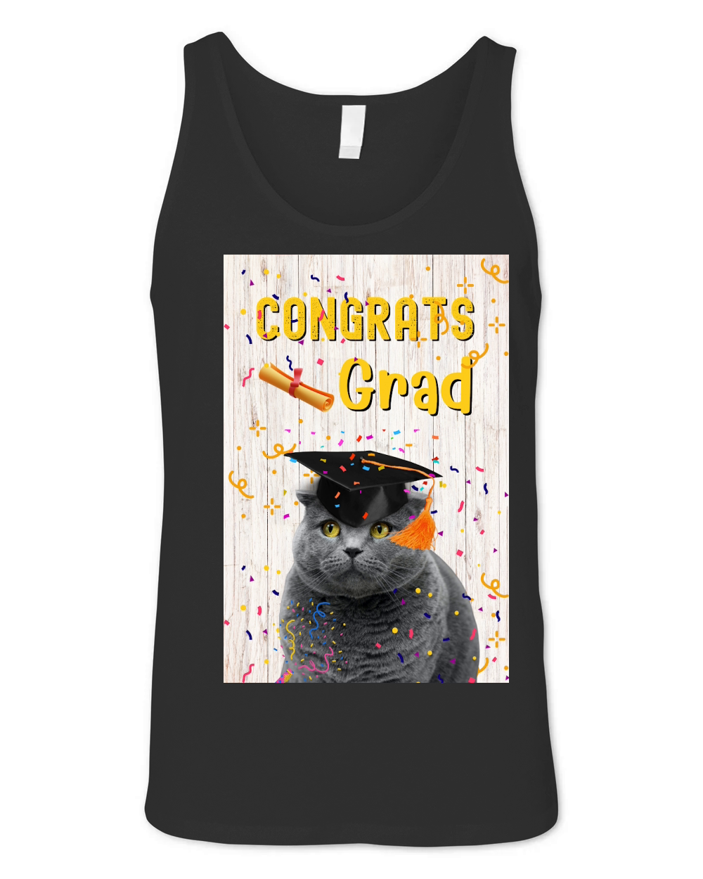 Lovely Cat Congrats Grad Celebration Unisex Jersey Tank