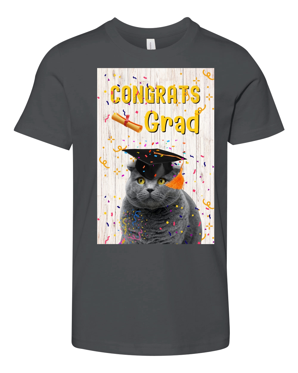 Lovely Cat Congrats Grad Celebration Youth Unisex Jersey Tee
