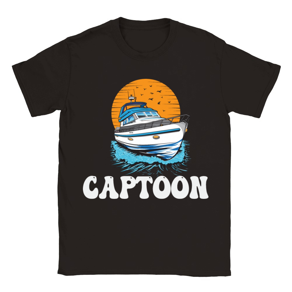 Captoon Captain Papa Pontoon King Fathers Day Classic Kids Crewneck T-shirt
