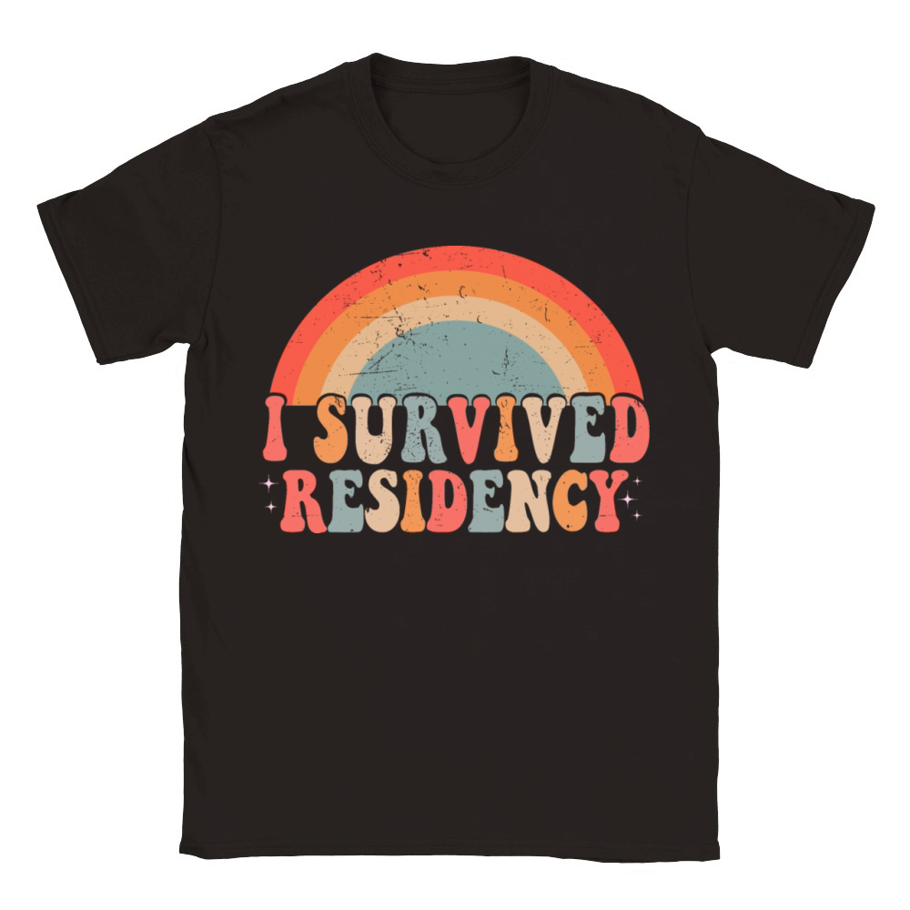 I Survived Residency Groovy Residency Graduation Classic Kids Crewneck T-shirt