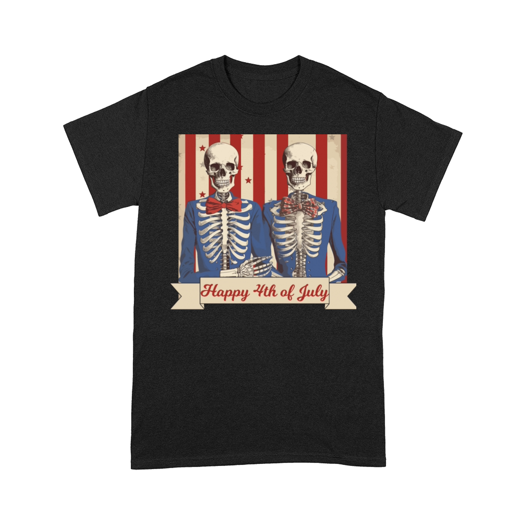 Vintage Style Fourth of July Skeleton Couples Comfort T-shirt