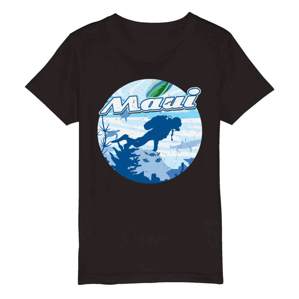 Maui Holiday Diver Diving Organic Kids Crewneck T-shirt