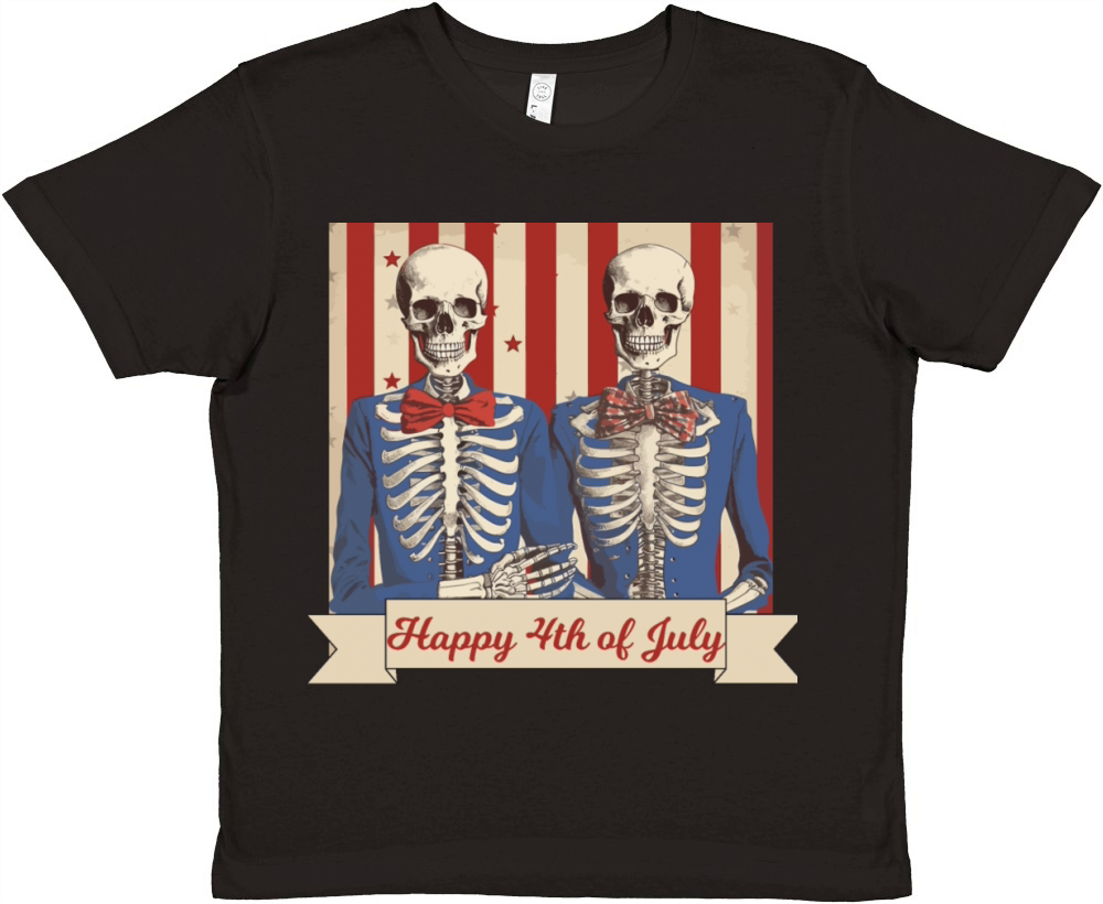 Vintage Style Fourth of July Skeleton Couples Premium Kids Crewneck T-shirt