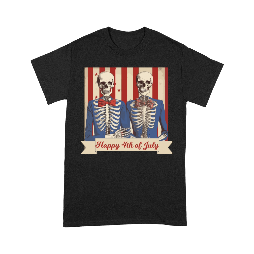 Vintage Style Fourth of July Skeleton Couples Premium T-shirt