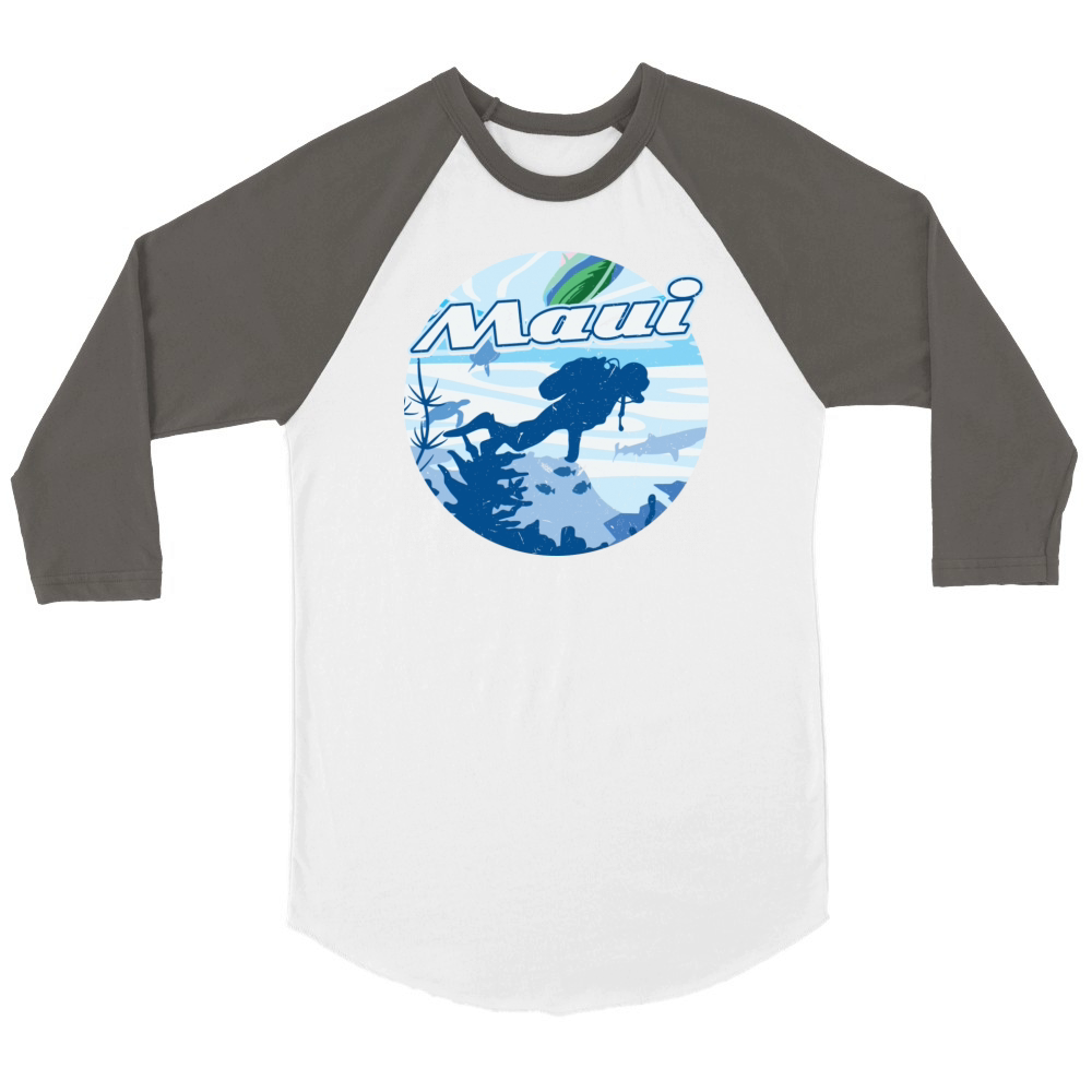 Maui Holiday Diver Diving Unisex ¾ sleeve Raglan T-shirt