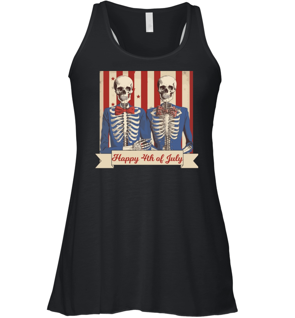 Vintage Style Fourth of July Skeleton Couples Women's Flowy Tank Top