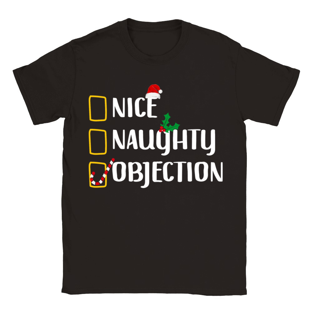 Nice Naughty Objection Christmas List Funny Court Classic Kids Crewneck T-shirt