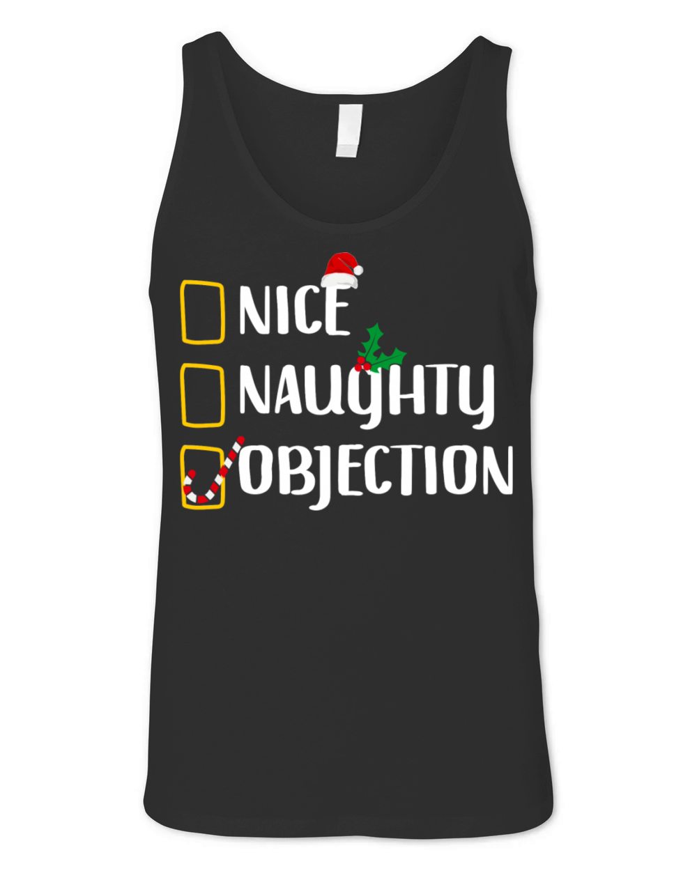 Nice Naughty Objection Christmas List Funny Court Unisex Jersey Tank