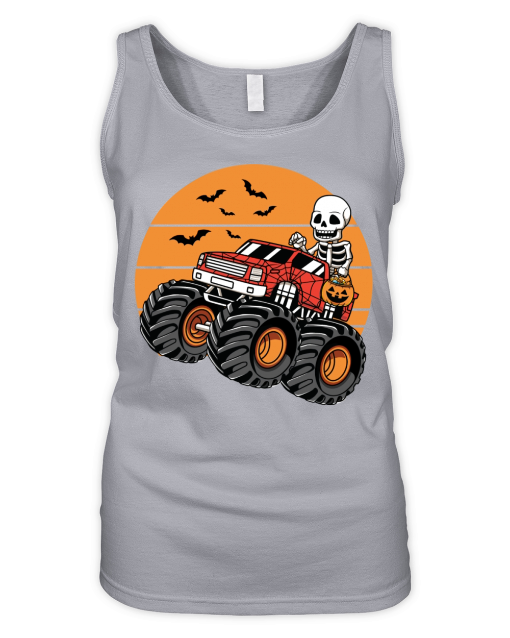 Skeleton Riding Monster Truck Halloween Costume Organic Women's Tank Top
