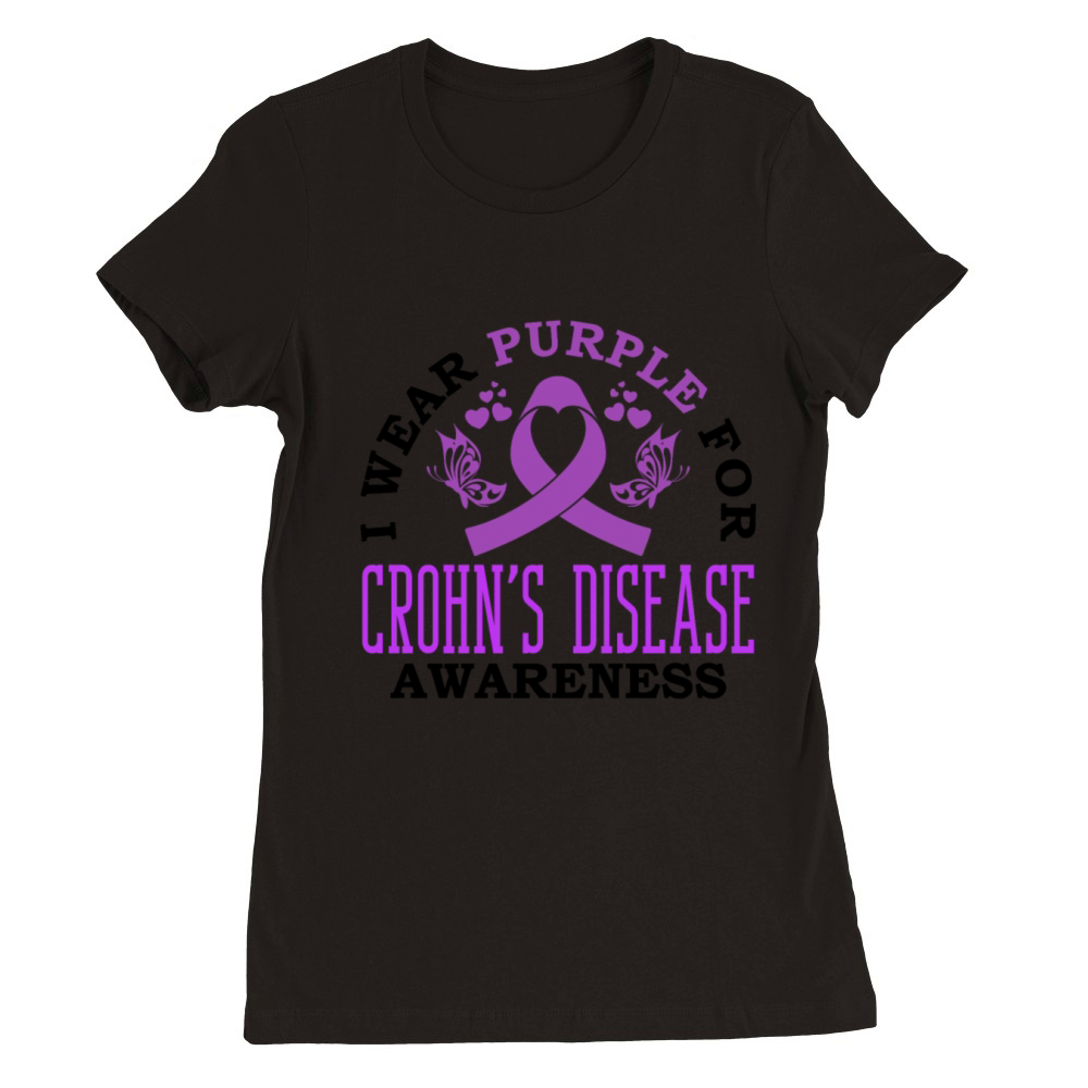 I Wear Purple For Crohns Disease Support Premium Womens Crewneck T-shirt