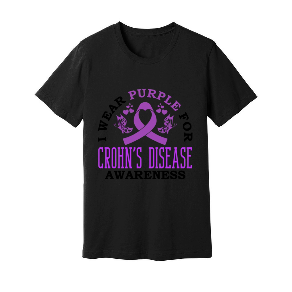 I Wear Purple For Crohns Disease Support Unisex Jersey Tee