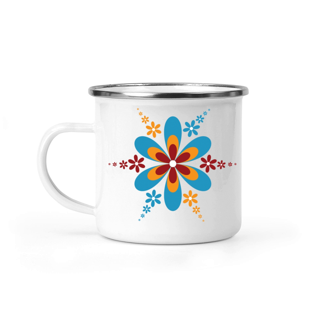 retrochic vintage color hippie flower Camping Mug