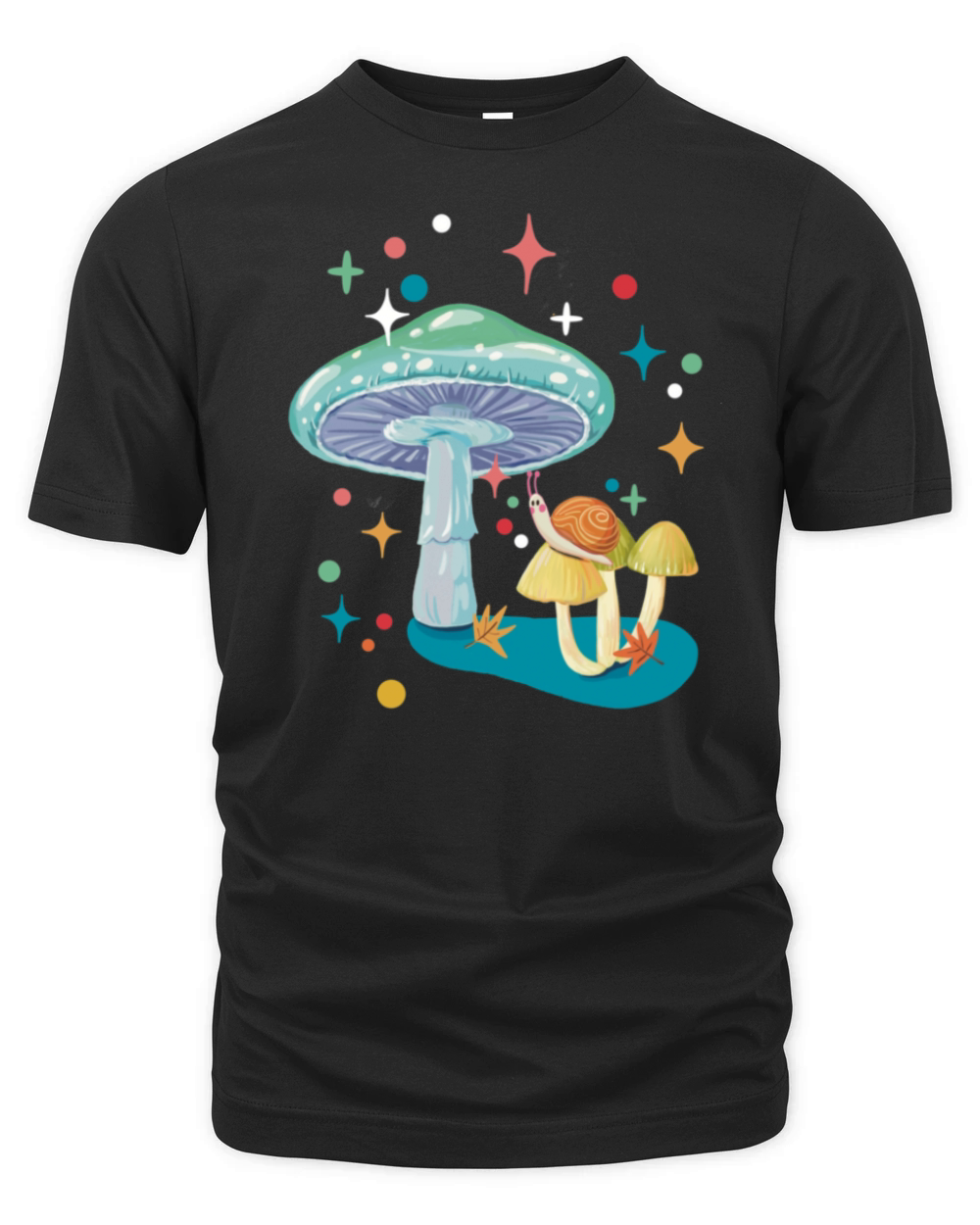 Vintage cozy green mushroom and snail Organic Unisex T-shirt