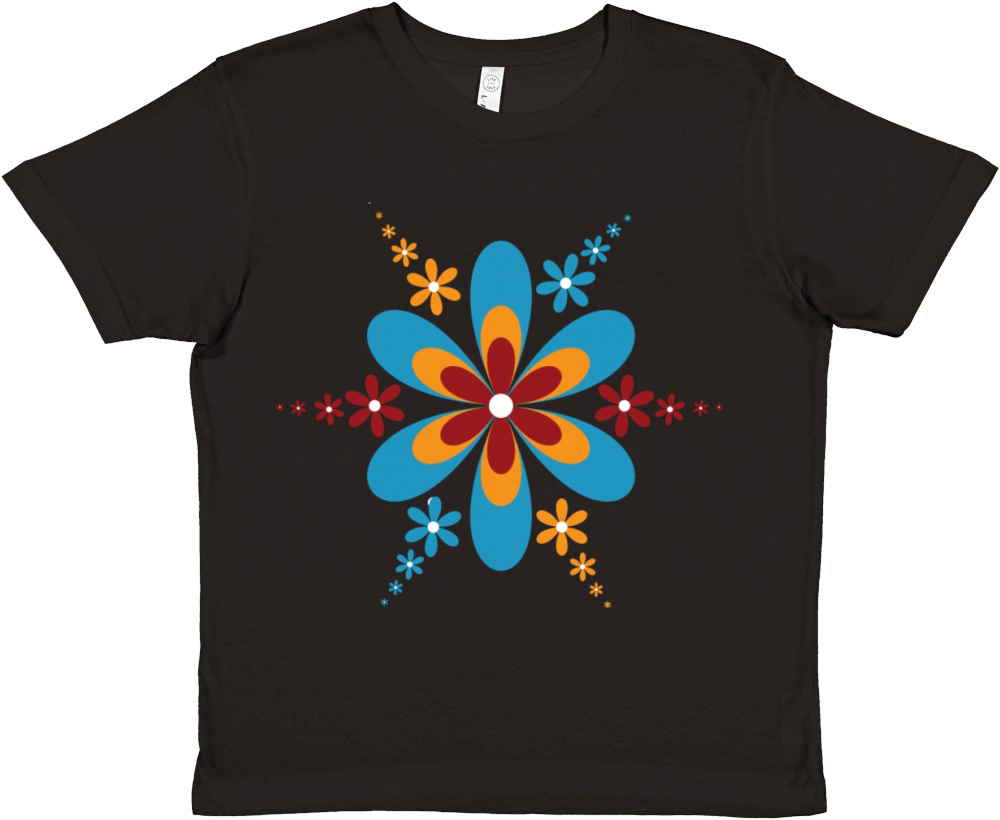 retrochic vintage color hippie flower Premium Kids Crewneck T-shirt